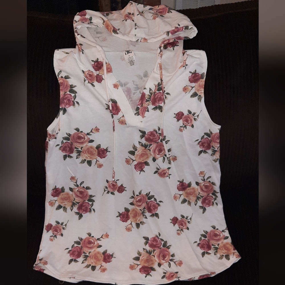 Sew In Love Floral Sleeveless Blouse - White with Pink and Green